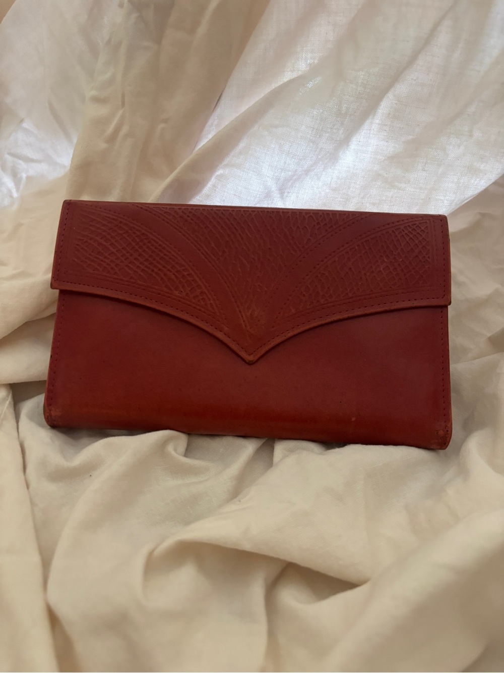 Envelope Clutch in Brick Red
